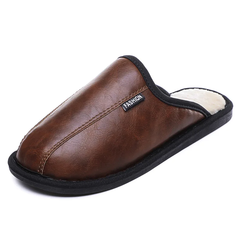 Hot Sale Men Waterproof Winter Warm Home Slippers High Quality Soft Leather Casual Men Shoe Man ...