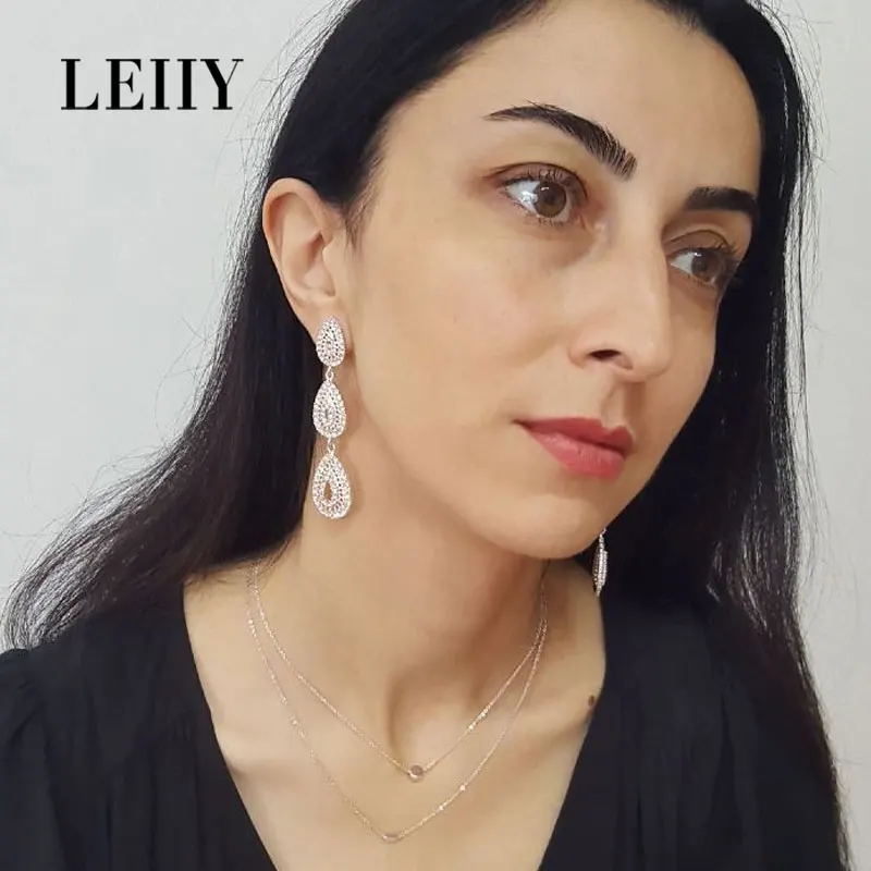 LEIIY Роскошный Кристалл длинные серьги для Для женщин свадебные люстра Длинные висячие модные вечерние