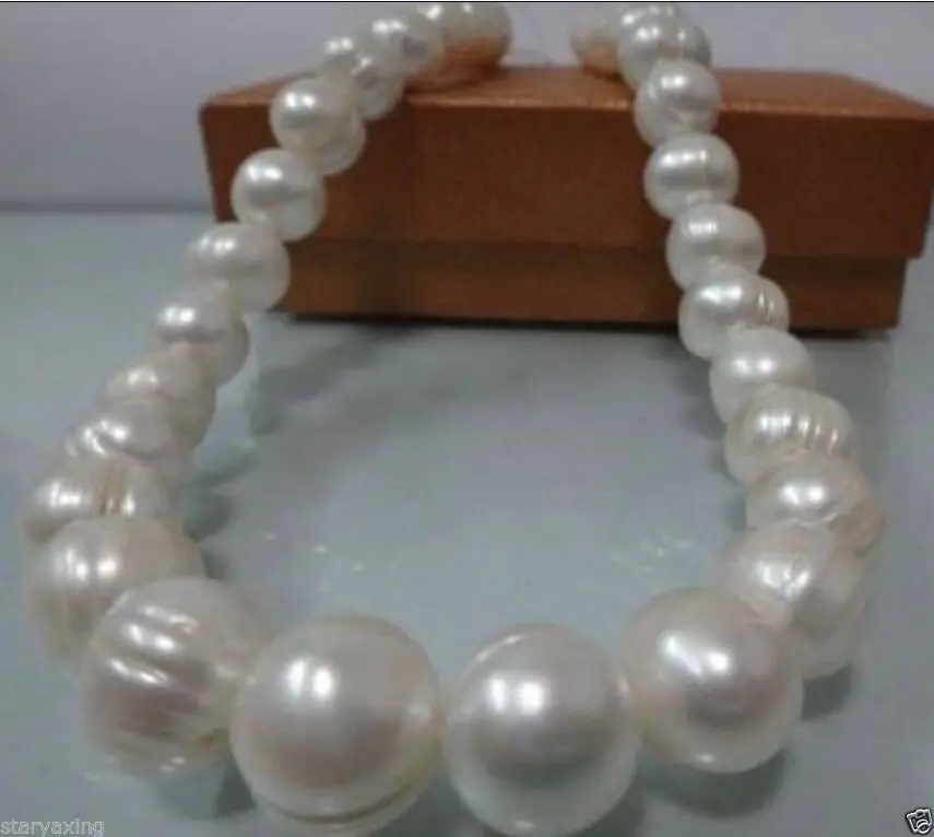 

free shipping 11-12MM NATURAL SOUTH SEA WHITE BAROQUE PEARL NECKLACE 18"