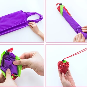 

Reusable Folding Grocery Nylon Large Bag 12 colors Eco Storage Handbag Strawberry Foldable