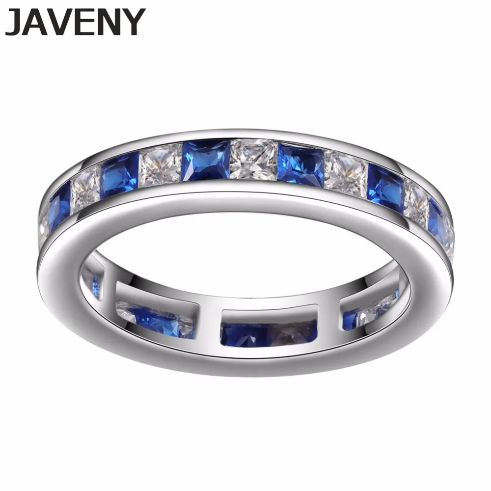 Javeny 925 Sterling Silver Blue CZ Cubic Zirconia Womens Girls Bridal Wedding Engagement Rings Mothers Christmas