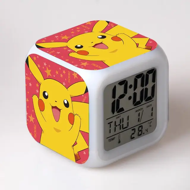 Buy Pikachu Alarm Clocks, 3d Cartoon 7 color changing Alarm Clocks For kids