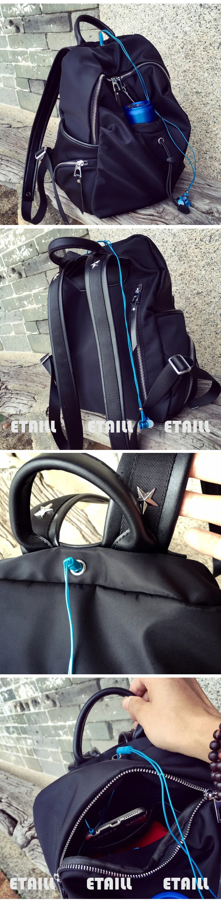 studded black backpack