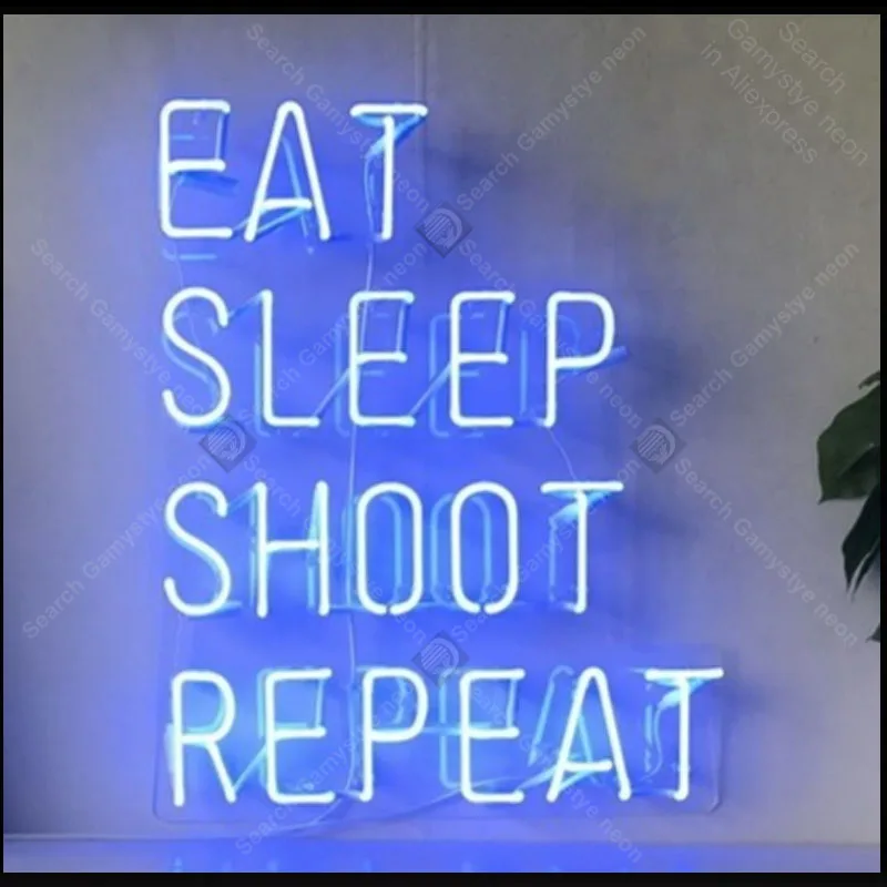Неоновая вывеска Eat Sleep Shoot Очаровательная светильник оновая световая ручной