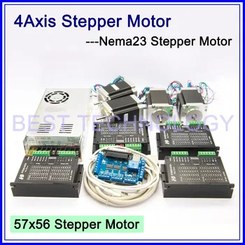 

4Axis CNC controller kit 4PCS Nema23 CNC stepper motor 57x76mm + stepping Motor Driver 4A,42V + power supply + breakout board
