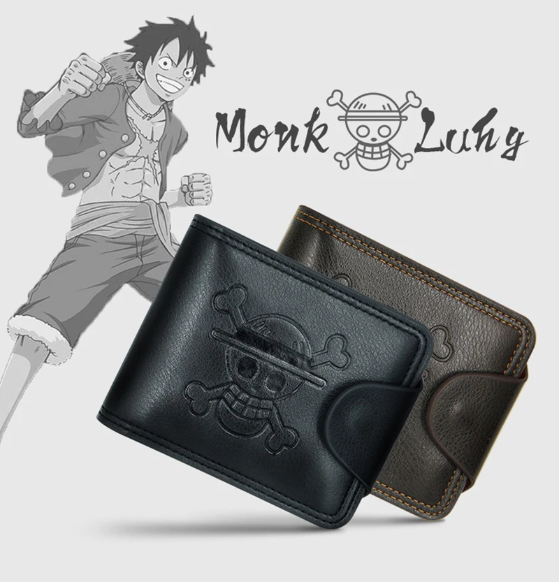 

2019 fashion cartoon One Piece small sofe zipper coin hasp slim men short wallet Pu leather high quality thin money funny purse