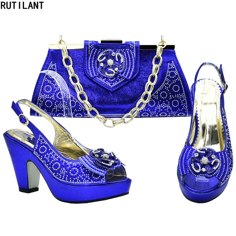 

New Arrival Women Shoes and Bags To Match Set Italy Nigerian Women Wedding Shoes and Bag Set Decorated with Appliques Party Shoe