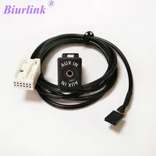 Biurlink 150 cm rádio do carro rcd510 rns510 rcd300 aux-in interruptor botão adaptador aux kit para volkswagen passat cc