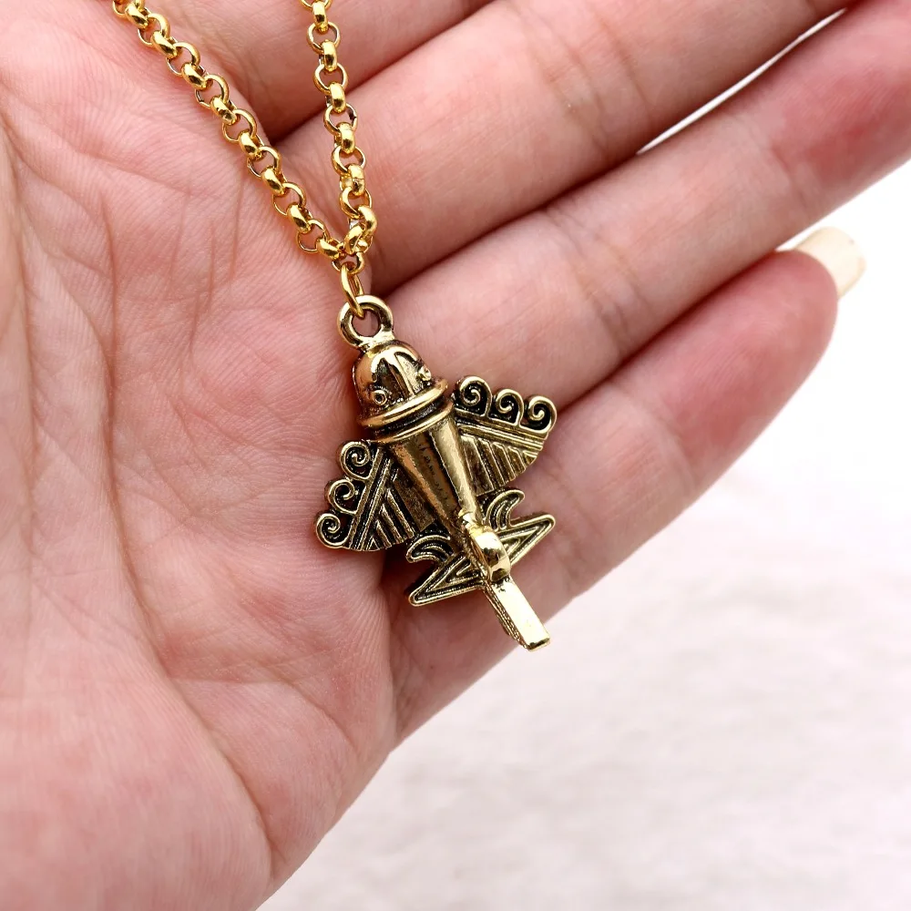  Ancient Aliens Aircraft Flyer Jet-9 Pendant Necklace Gold Stainless Steel Chain