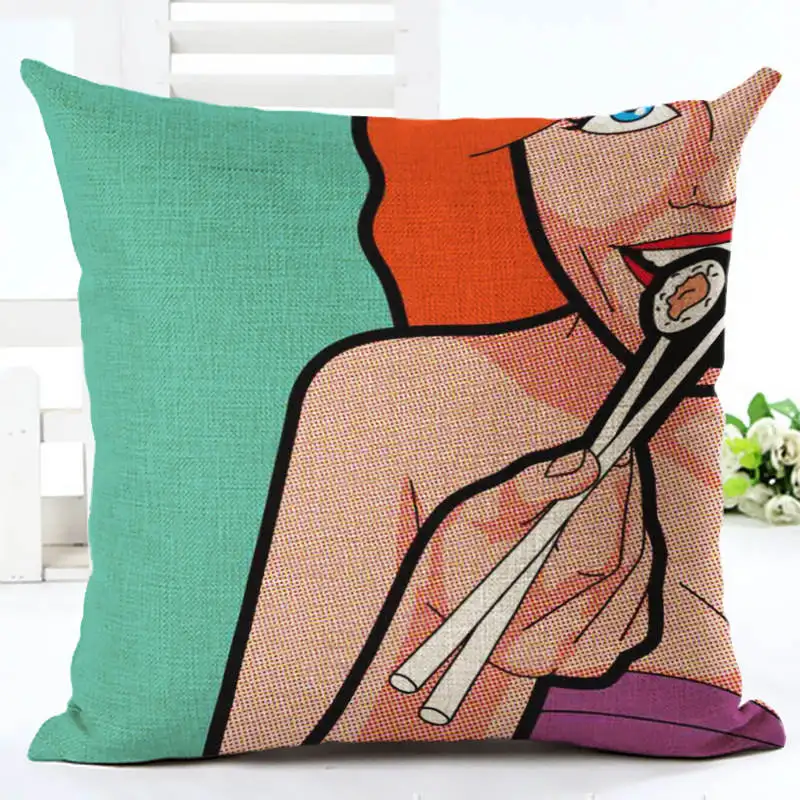 Spoof Funny Super Hero Printed Batman Cushion Cover 45x45cm Linen Iron Man Throw Pillow Covers Zara* Women Superman Pillowcases