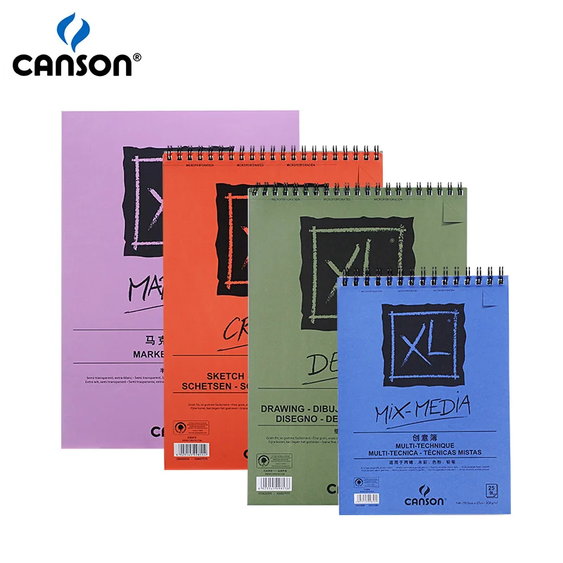 Canson XL Mix Media/Marker/Sketch/Dessin Pads Side Wire Notebooks For