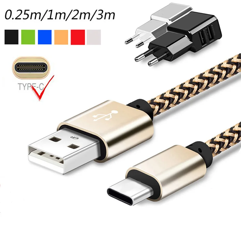 

1m 2m 3m Long USB Type C Charging Cable USB-C Charge Kabel 25cm Short for Samsung Galaxy A80 A50 S9 S10 A6s A8s A8 A9 2018