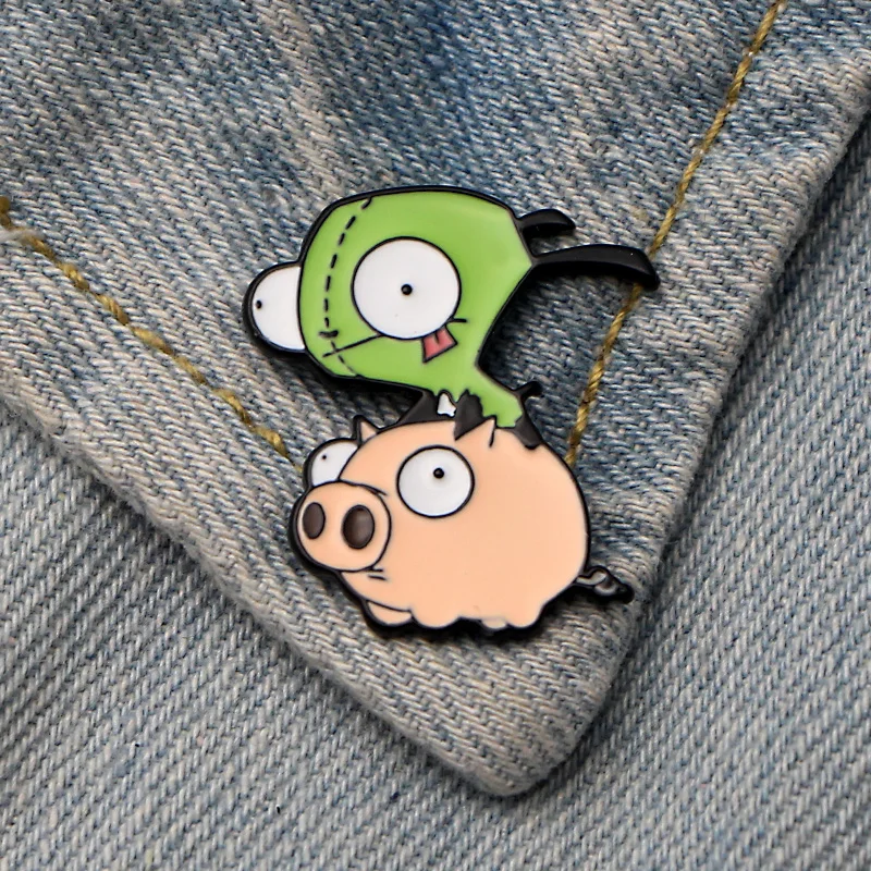 

DMLSKY Alien Invader ZIM Art Enamel Pins and Brooches Lapel Pin Backpack Bags Badge Clothing Decoration Gifts M3350