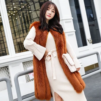 

Fur vest female long section 2018 new winter zipper imitation fox fur coat fashion casual winter clothing