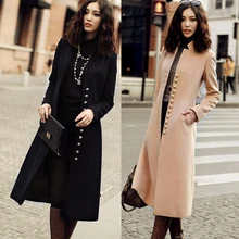 Новое поступление, тонкое длинное кашемировое шерстяное пальто, верхняя одежда для женщин, однобортное шерстяное пальто, осень и зима, g89b2