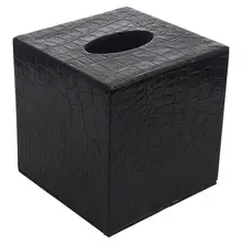 New-Durable Room Car PU Leather Square Tissue Box Paper Holder Case Cover Napkin Color:Black crocodile pattern,Size: 13.8 * 13