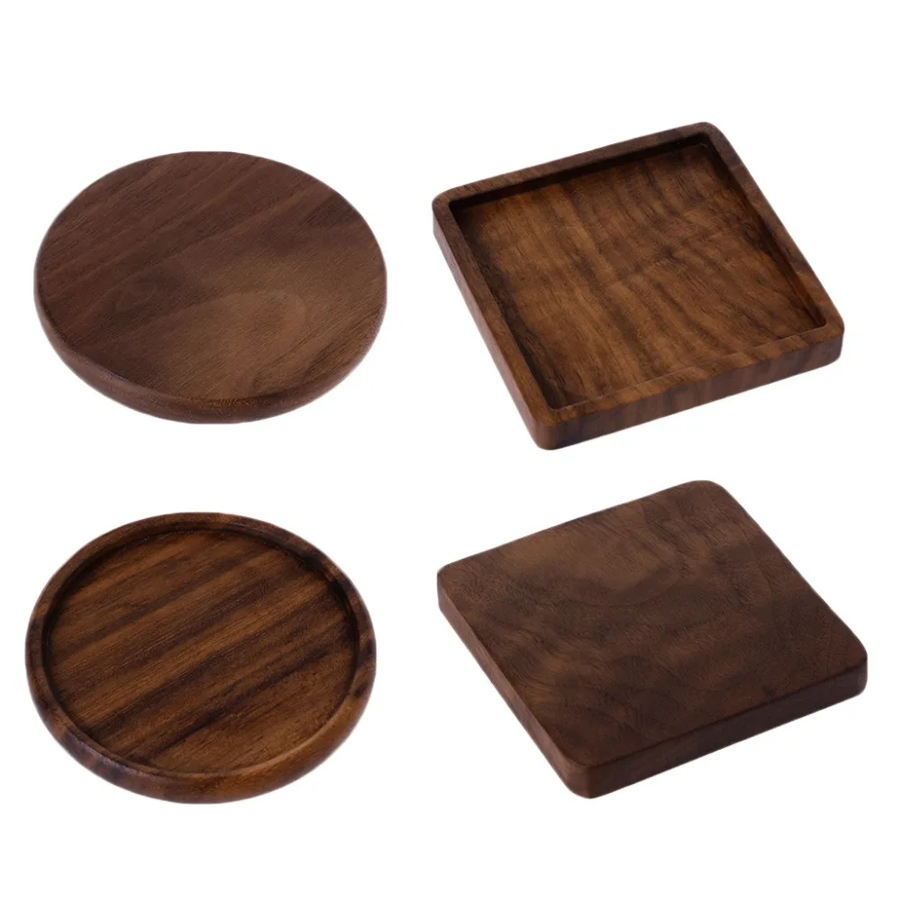 Ootdty خمر دائم خشبية المشروبات الوقايات مكافحة زلة كأس القدح حصيرة الجدول تحديد الموقع 8x8 سنتيمتر