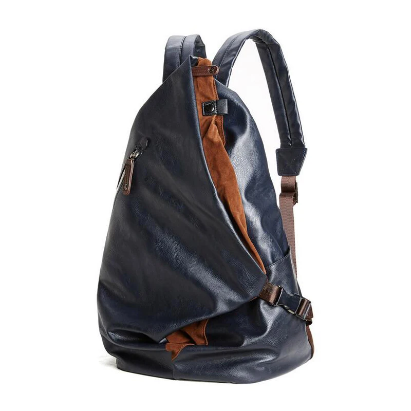 2017 Mochilas de cuero de la mochila de los hombres de la manera Mochilas masculinas de la escuela de la universidad para la mochila del negro del morral del ordenador portátil de la calidad del adolescente
