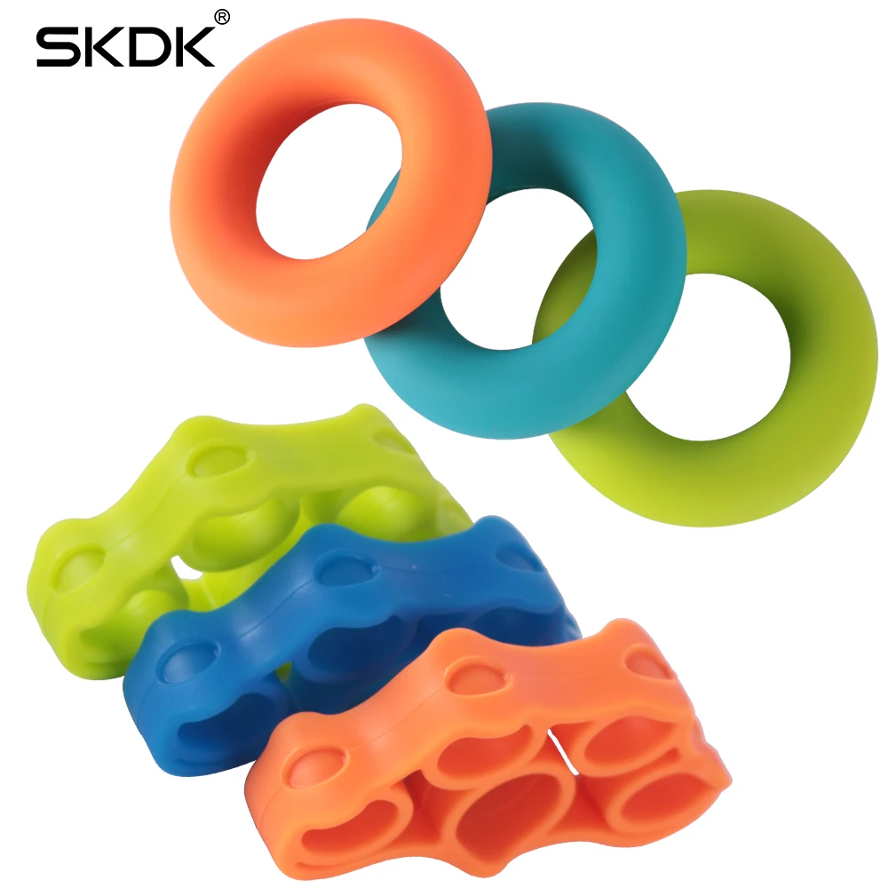

SKDK 1SET Professional Finger Strength Trainer Silicone Hand Gripping Ring Exerciser Workout Gym Fitness Finger Expand Gripper