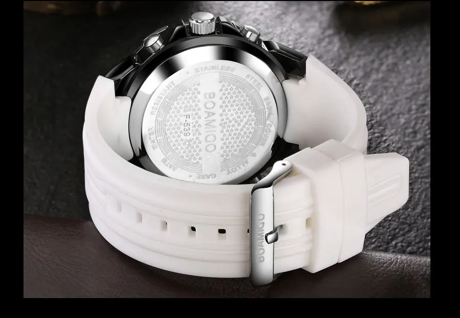 Бренд BOAMIGO, мужские спортивные часы, мужские цифровые часы, красные резиновые наручные часы с хронографом и будильником, 30 м, водонепроницаемые часы в подарок