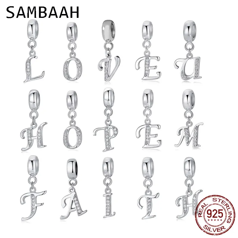 Sambaah Висячие Подвески с буквенным A Z подвеска из стерлингового серебра 925 пробы
