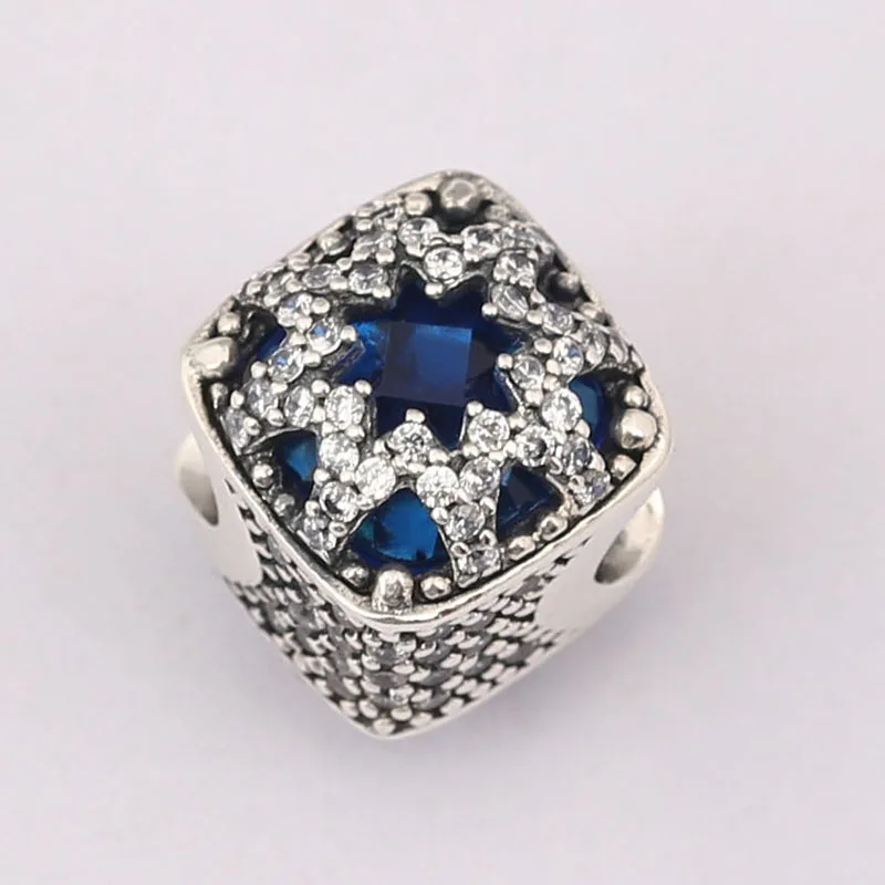

Original 925 Sterling Silver Glacial Beauty Charm, Swiss Blue Crystals & Clear CZ Beads Fit Brand Charms Bracelet