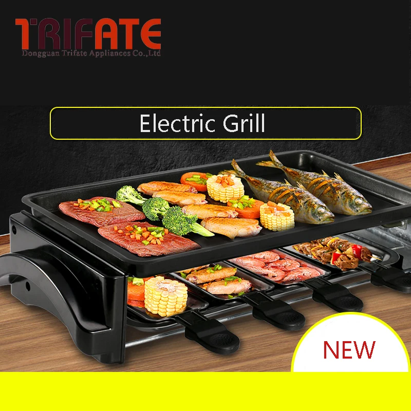 1200W/1500W large power double layer smokeless electric grill electric raclette grill bbq grill