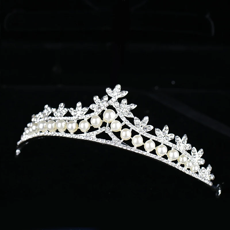 Жемчужная корона для девочки, ободки, Хрустальный цветок, принцесса, корона на голову, украшение невесты, аксессуары для волос