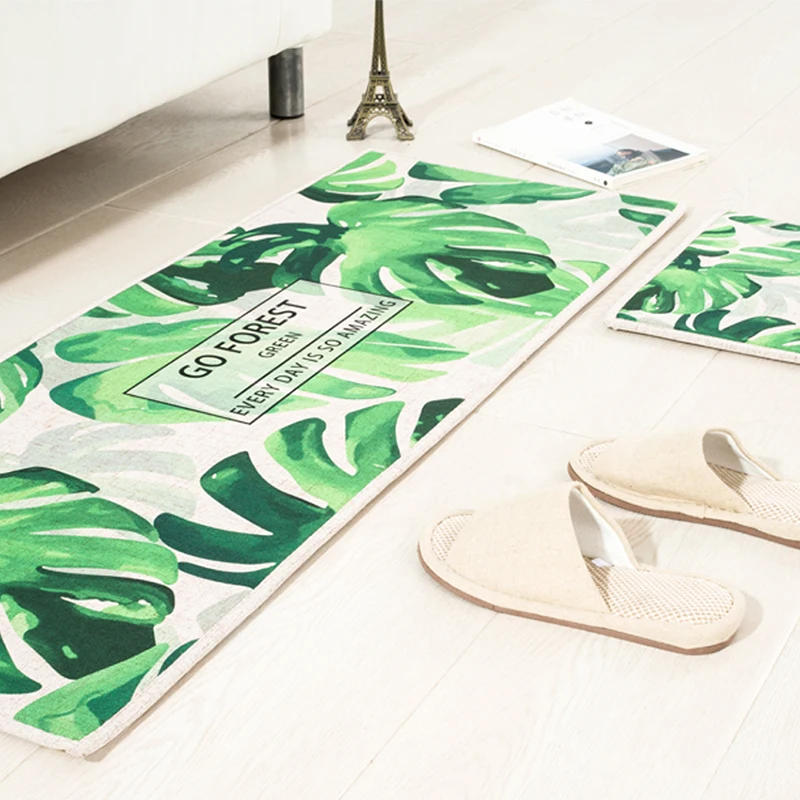 

Leaf pattern MAT Square Cushion Kitchen Door Pad Bathroom Non-slip Remove dust Door Mats Coffee Table Carpet Bedding mats rugs
