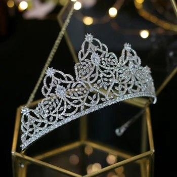 

2019 nueva novia de alta calidad de la venda de la novia corona de la joyeria cubic zirconia tocado chica tiara corona