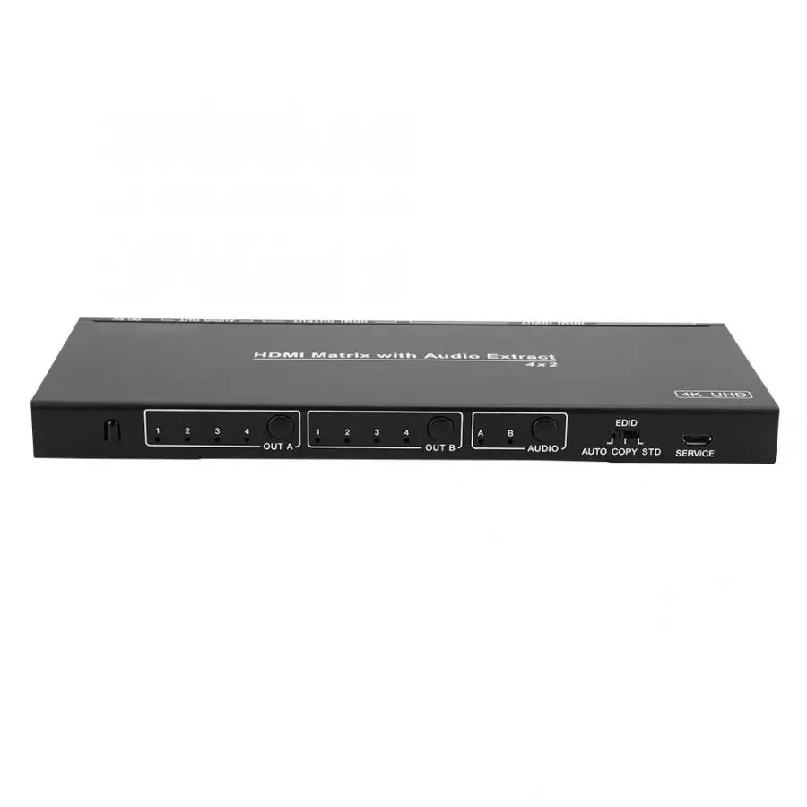 HDMI 2,0 4X2 матричный hdmi-коммутатор переключатель сплиттер с аудио экстрактор дистанционное управление 100-240 В Монтажная Крепежная пластина