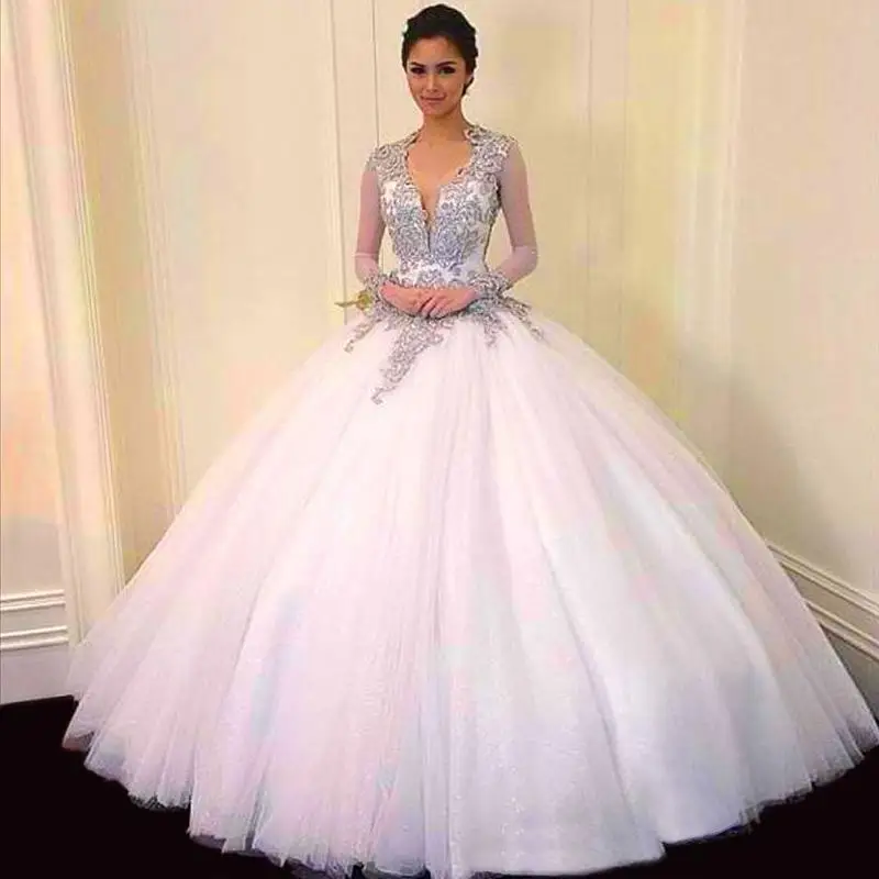 Vestidos De 15 anos Beading 2015 Sweet 16 Ball Gowns Tulle For 15 Years Backless Long Sleeves Prom Dress