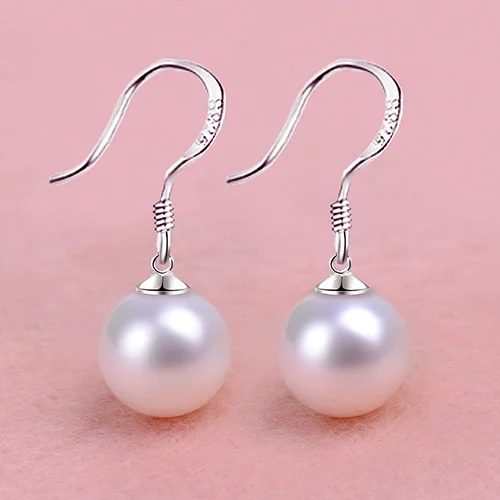 

S925 silver earrings shellfish pearl earrings hook earrings short style simple fresh accessories earrings fashion jewelry HY029