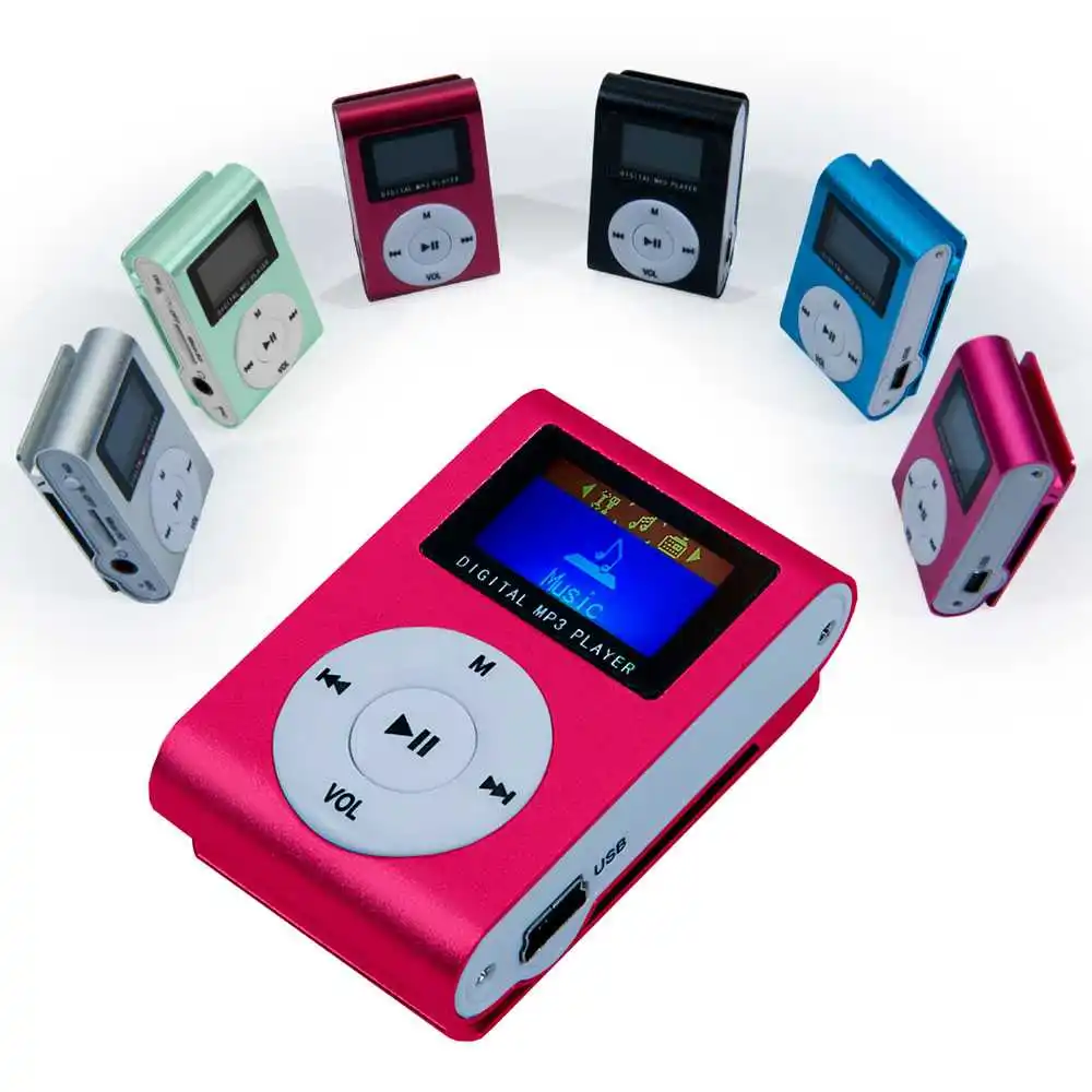 OcioDual Мини Розовый MP3-плеер с зажимом ЖК-экран и fm-радиоприемник алюминиевый до 32 ГБ Micro SD металлический датчик для считывания