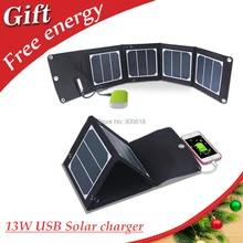 13W 5V Foldable Solar Charger 23.5% Highest Efficiency USB Output Solar Charger Compatible with mobiles, 5V USB Devices