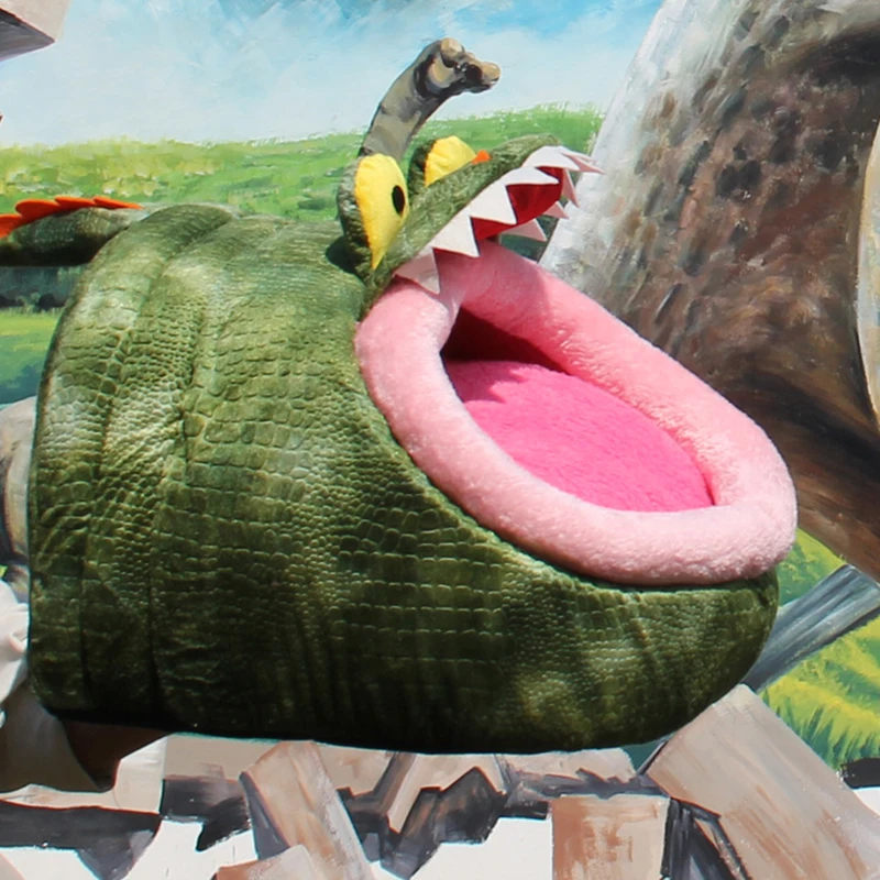 APAULAPET Забавный мягкий флисовый крокодил динозавр собака кошка кроватка для