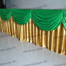 5 шт. роскошные свадебные Золотой Таблица юбка с зеленым SWAG Таблица Плинтус с плиссированной драпировкой столовое белье
