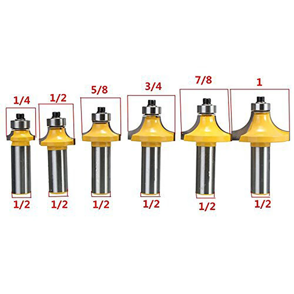 6 шт. 1/2 "хвостовик, для деревообработки резак круглый по краю формирования фрезы Набор инструментов