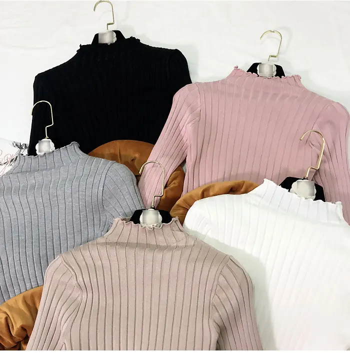 Winter Warm Thicken Sweater Half Turtleneck Women Short Knitted Pullover Plus Velvet Thicken Bottom Sweater Casual Female Jumper