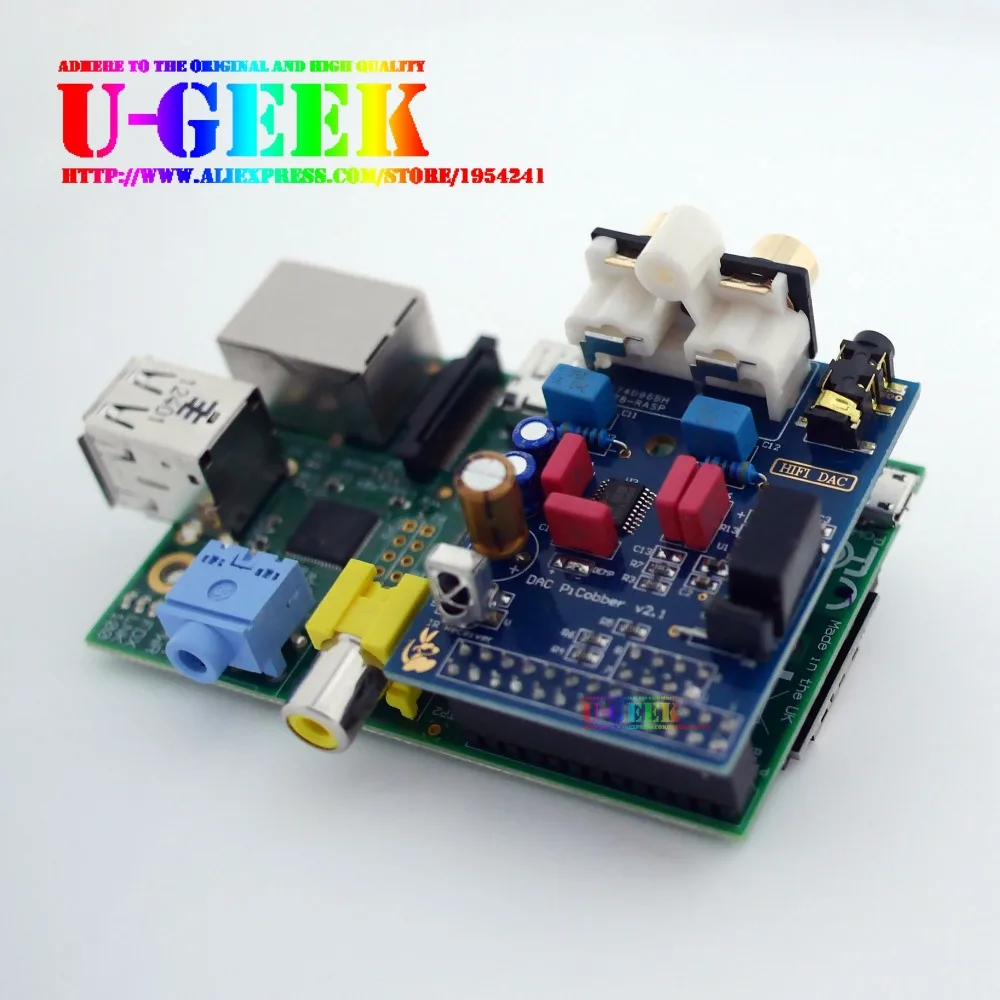 UGEEK AOIDE HiFi DAC Аудио Звуковая карта модуль ies интерфейс для Raspberry Pi B | DIY ваш HiFi плеер с Raspberry Pi