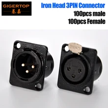 Tp-c01 дешевые 200 шт. мужской женский DMX 3pin XLR разъем DMX сигнала гнездо черный покрытием высокое качество металла Корпус костюм m3 шурупы
