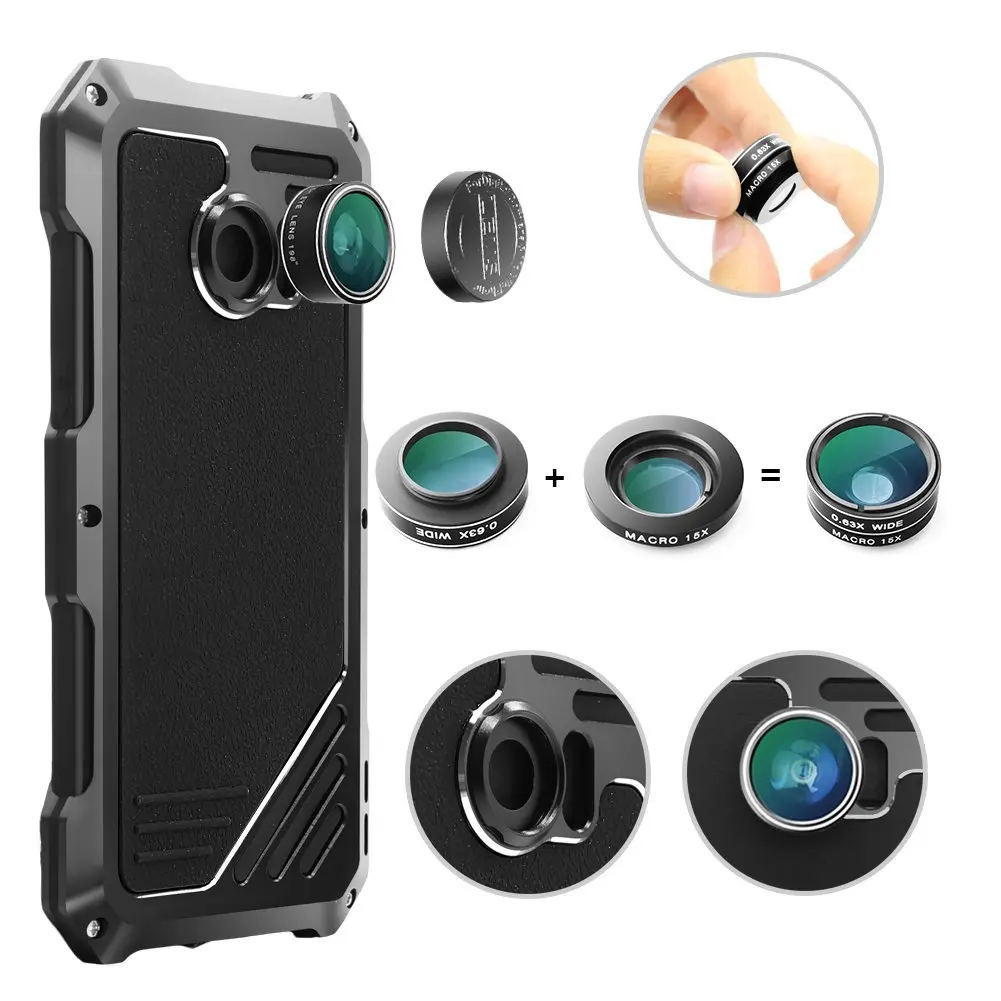 

For Samsung Galaxy S7 Edge Waterproof Drop Dustproof Fisheye Lens Metal Phone Back Case for Samsung S7 Edge Lens Phone Cover