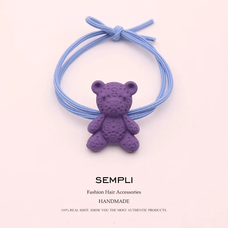 Sempli, нейлоновые эластичные резинки для волос для женщин и девочек, 3D, в форме медведя, карамельного цвета, Детские аксессуары для волос - Цвет: Purple