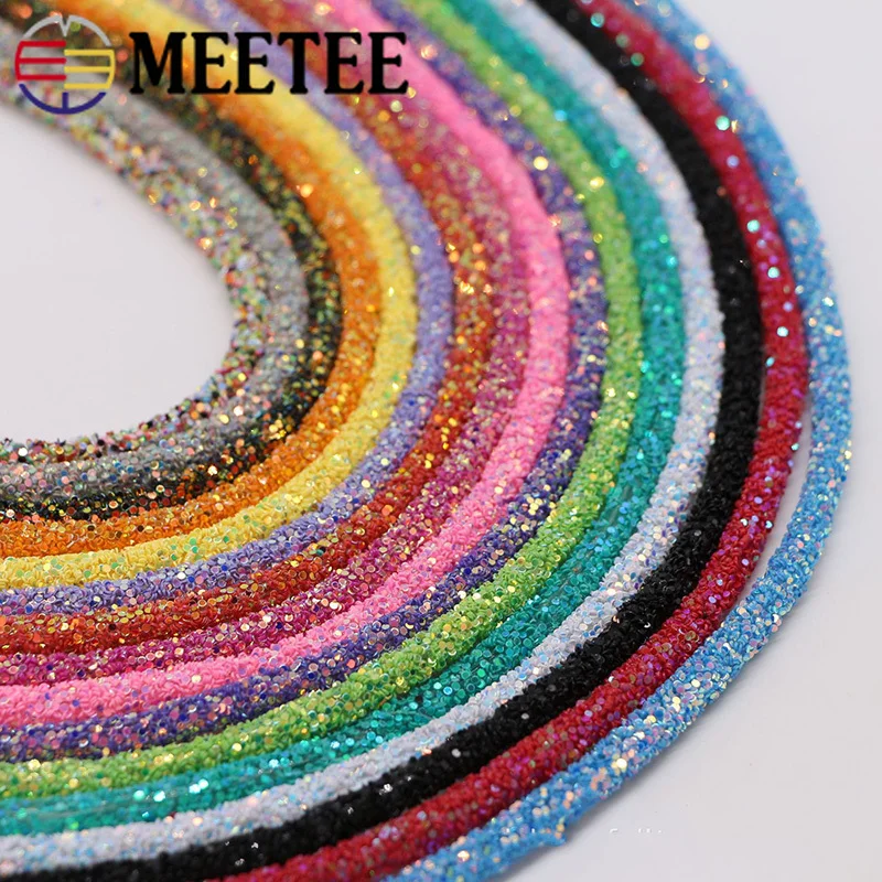 

Meetee 5meters 6mm Colorful Sequins Rhinestone Trims Rope Glitter Jewelry Decor Cords DIY Hat Shoes Sew Clothes Accessory CD010