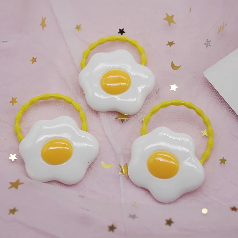 1 Pair Korean Cute Fun Poached Egg Hair Rope Hairpins for Girl Princess Fashion Creative Children's Ponytail Hair Accessories