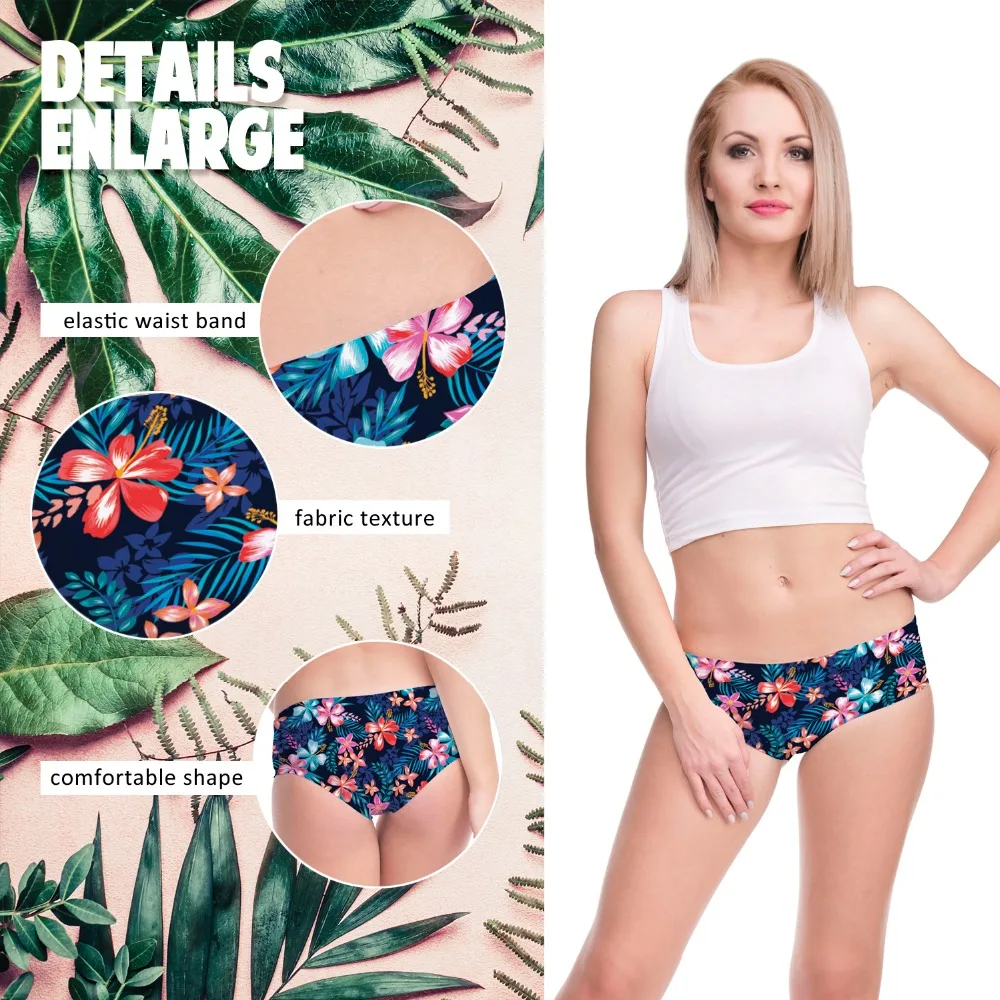 Tropical Rainforest Flower Pattern Women Panties Turkish Ice