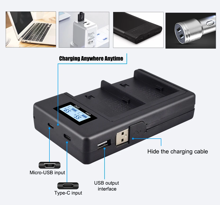 Пало NP-F970 Цифровое зарядное устройство LCD Dual charger для sony CCD-SC5 SC55 SC65 SC100 TR917 TR940 TRV101 TRV15 TRV25 TRV36 TRV