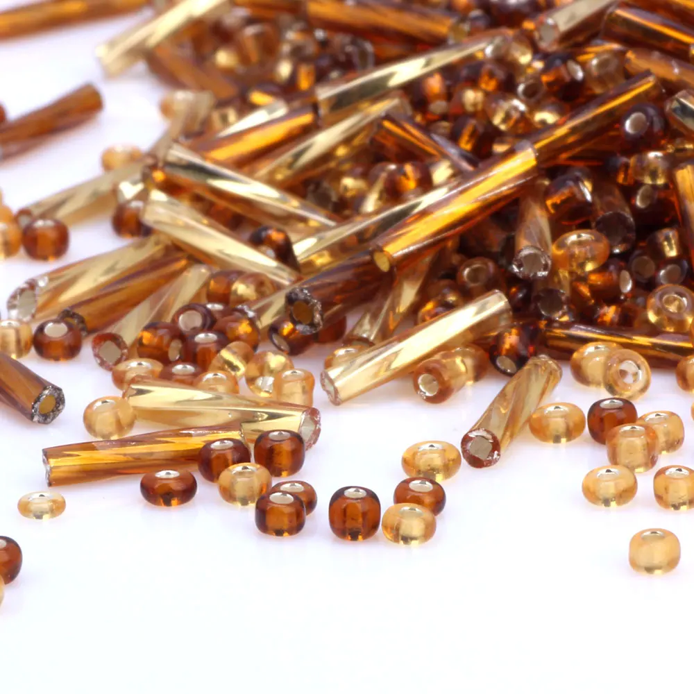 

Amber Color Tube 2x9mm/ Round 2mm mixing 45g/bag Twist Bugles Glass Seed Beads 2016 new Jewelry Accessory Making,Free shipping!