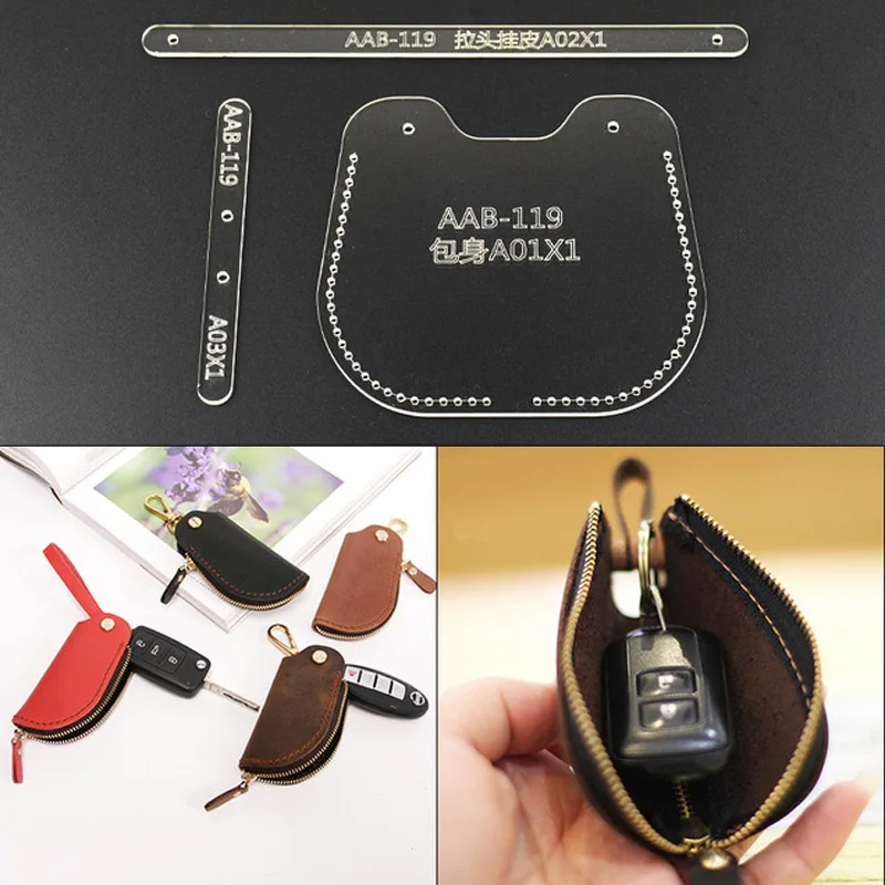 

Acrylic Stencil 1 Set DIY Leather Tool Car Keyring Keychain Sewing Pattern Mould Template Leathercraft 5*10*2cm