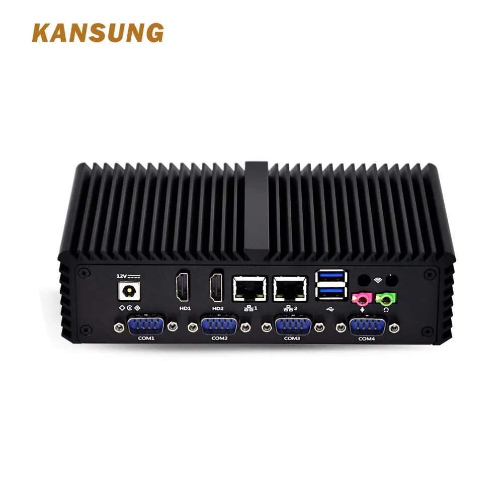 Kansung Mini PC Little Fanless Computer Intel Celeron 3205U/3215U with Dual Core 2 Gigabit Ethernet LAN 6 COM Small Computer